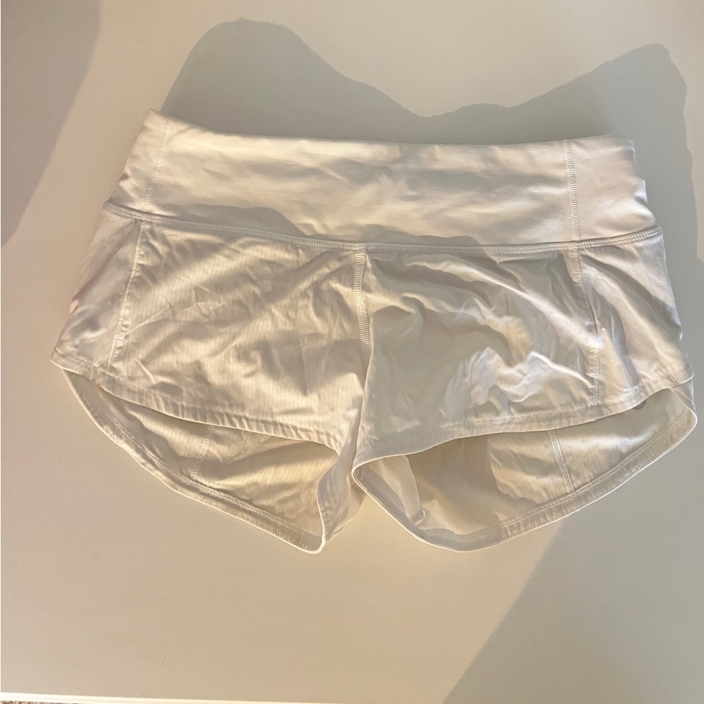 White Lululemon Speed Up shorts